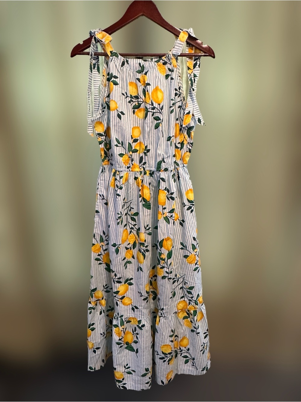 J. Crew Lemon Print Striped Maxi Dress - Picture 3 of 6